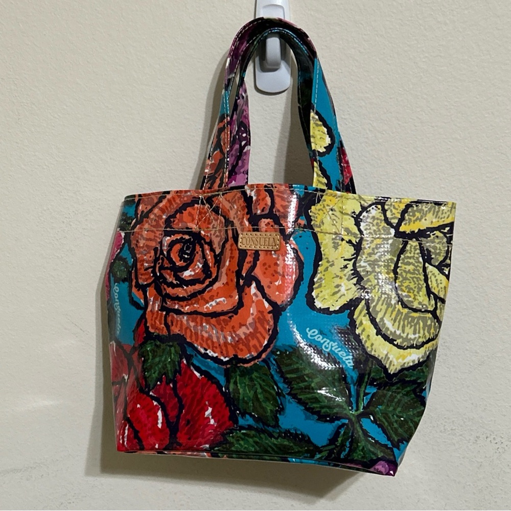 Consuela Red and Yellow mini grab and go Floral Tote Bag nwt
